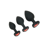 WhipSmart Heartbreaker Three Piece Silicone Crystal Heart Anal Training Set Butt Plugs